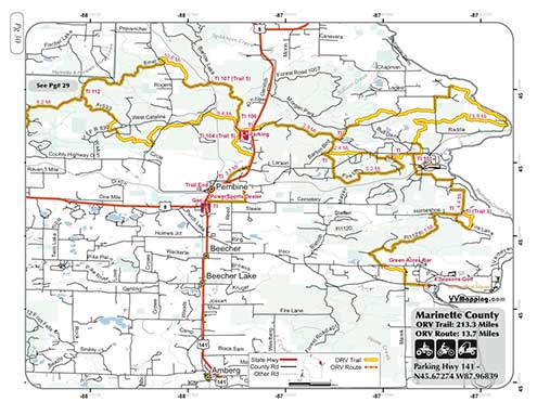 Marinette County ORV Trail Information - VVMapping.com